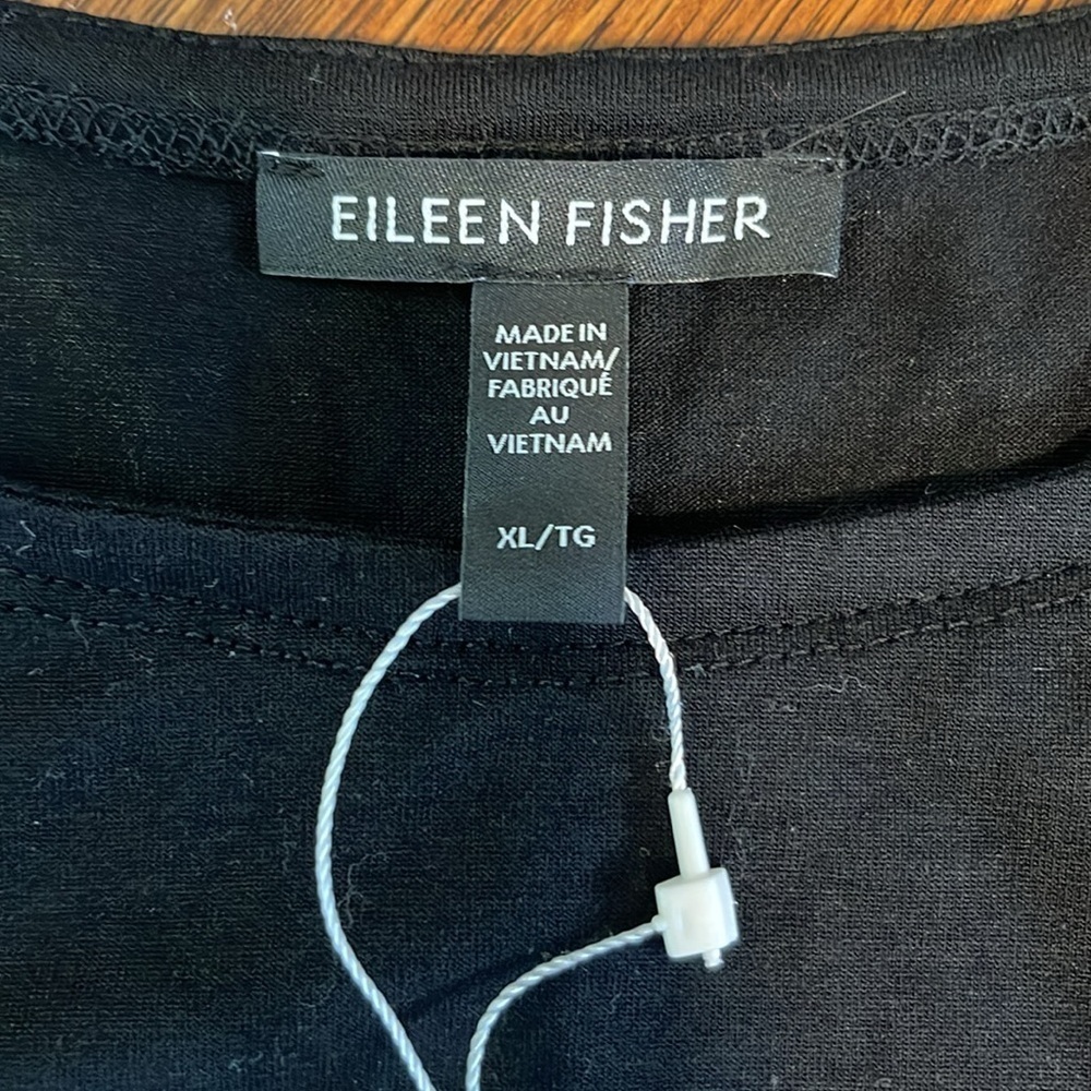 Eileen Fisher Black knit Jewel Neck Long Sleeve Swing Top XL NWT - Picture 6 of 8